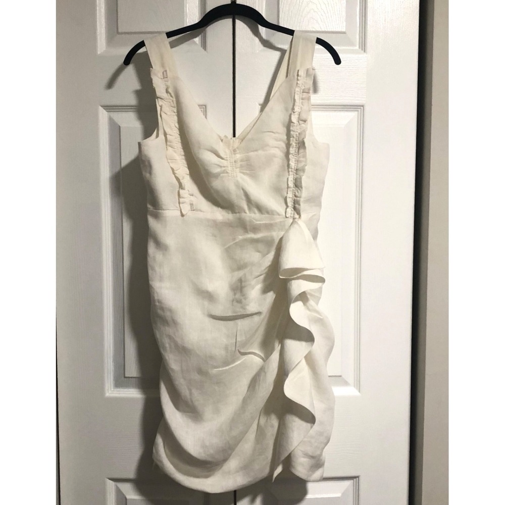 Isabel Marant Étoile Linen Ruffle Mini Dress Ivory Cream Size EU 38